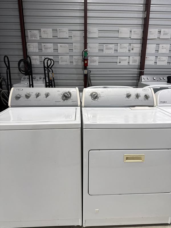 Whirlpool Imperial (Old School - Mechanical Knob)Top Load Washer & Gas Dryer Set - Refurbished | Austin TX